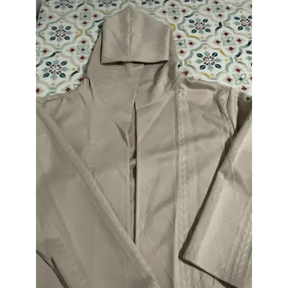 Hooded Long Open Front Knit Cardigan Jacket  Womens Sz M color beige